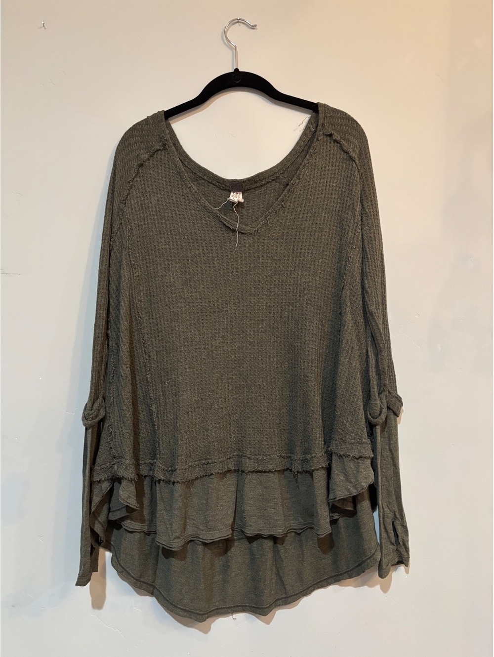 Free People Olive Green Layered Long Sleeve